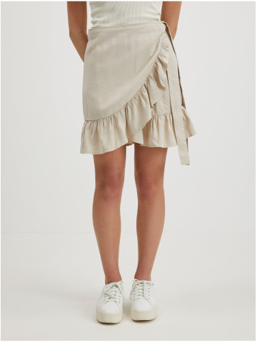 Beige Wrap Skirt with Ruffle ONLY Olivia