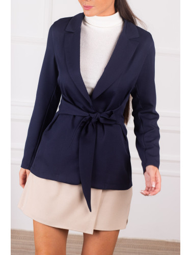 armonika Women's Navy Blue Jacket with Slits