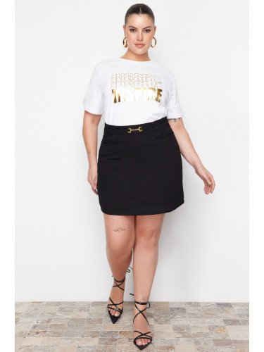 Trendyol Curve Black Accessory Detailed Denim Skirt