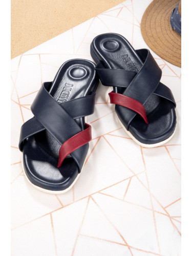 Ducavelli Estate Men's Genuine Leather Slippers, Genuine Leather Slippers, Orthopedic Sole Slippers, Rubber Sole Slippers.