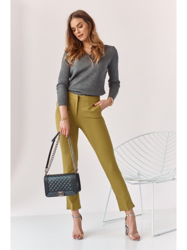 Elegant trousers with olive trim