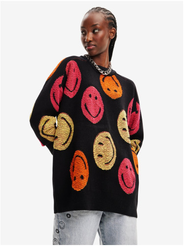 Black women's patterned oversize sweater Desigual Smiley