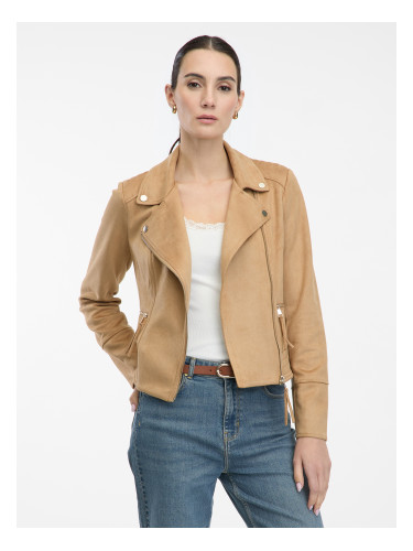 Orsay Светло кафяво дамско криво яке в велурено покритие Тина - Жени