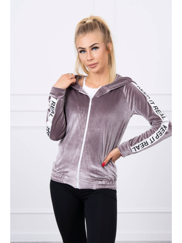 Velour hoodie in grey colour