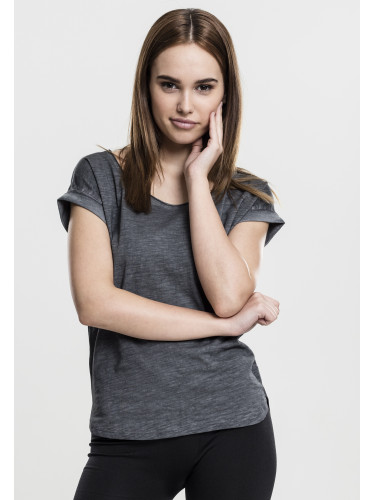 Women's Long Back T-Shirt in the Shape of a Spray With Dye Dark Grey