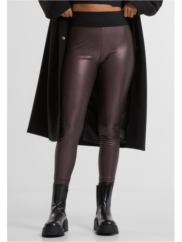 Women's high-waisted synthetic leather leggings in red