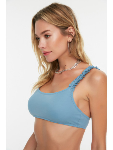 Модерен син бикини топ с волани