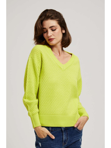 Marisse Lime V-Neck Sweater
