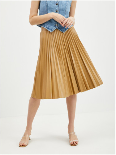 Orsay Light Brown Women's Leatherette Pleated Skirt - Women's