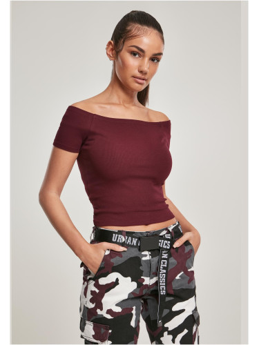 Women's red T-shirt with ribbed pattern