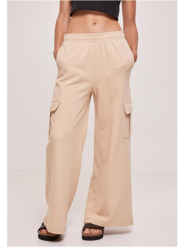 Women's terry trousers with wide waist and wide waistband unionbeige