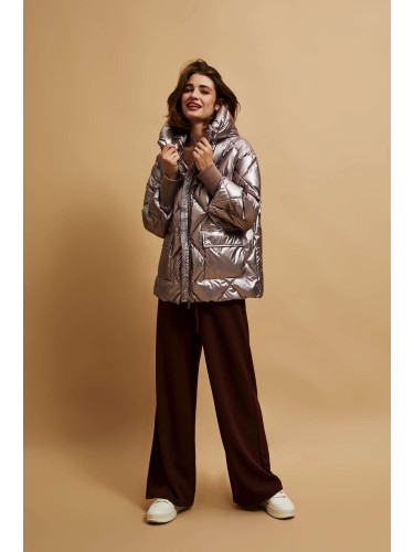 Marisse Raspberry Metallic Quilted Jacket