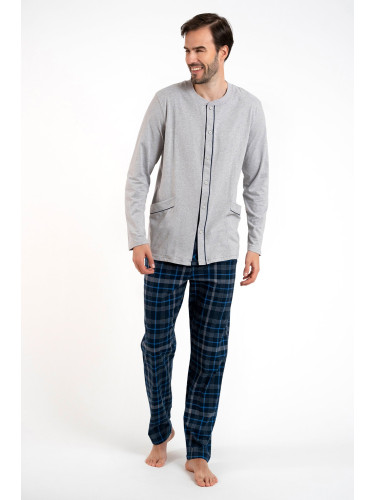 Men's pyjamas Jakub, long sleeves, long legs - melange/print