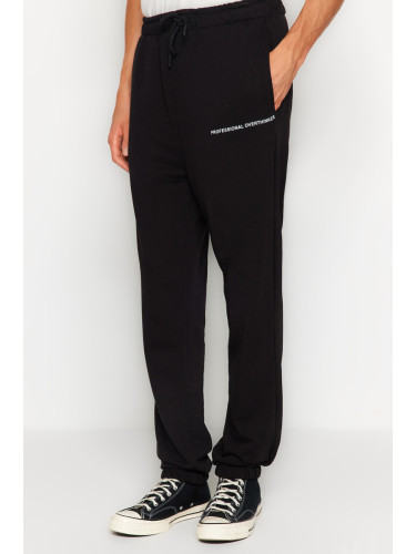 Trendyol Black Oversize/Wide Cut Minimal Printed Jogger Sweatpants