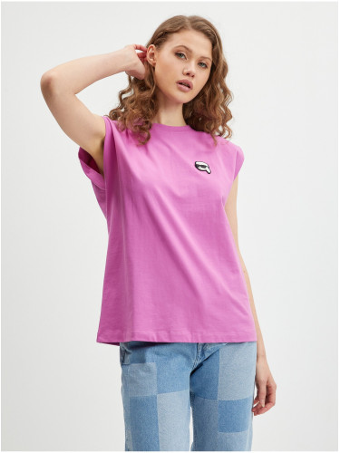 Pink women's T-shirt KARL LAGERFELD Ikonik