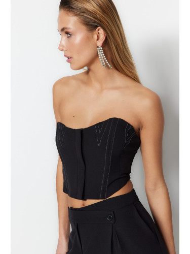 Trendyol Black Crop Lined Woven Bustier