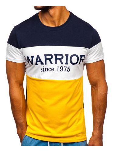 Men's T-shirt with print "WARRIOR" 100693 - yellow,