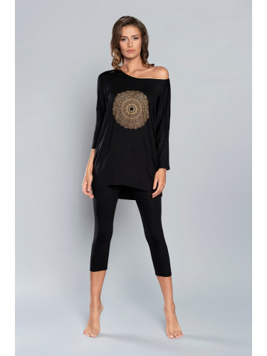 Pyjamas Mandala 3/4 sleeve, 3/4 legs - black