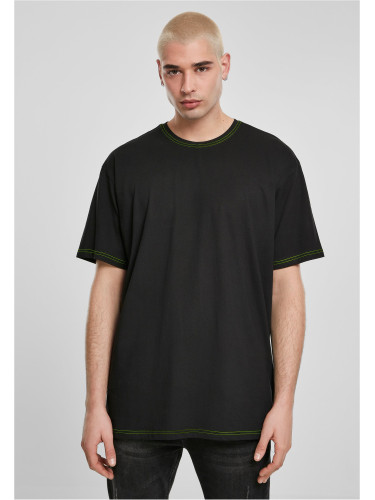 Heavy Oversized Contrast Stitch Tee Black/Electric Lime