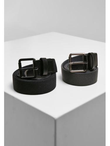 Stretch Basic Belt 2-Pack Black/Charcoal