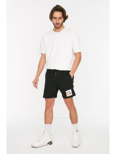 Trendyol Black Regular Cut Medium Length City Printed Shorts