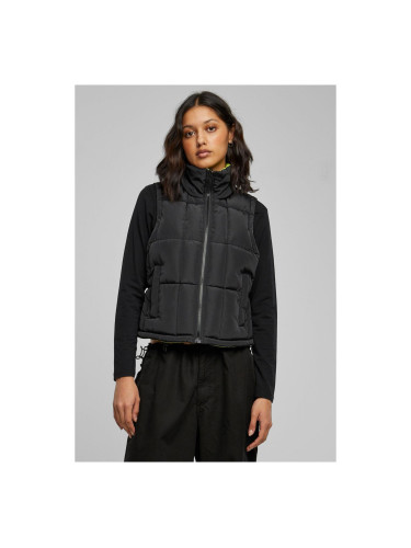 Women's reversible cropped vest black/yellow