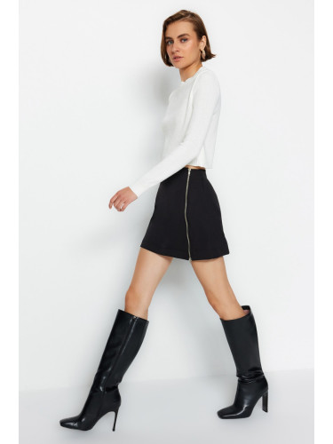 Trendyol Black Zipper Detailed A-line Mini Length Woven Skirt