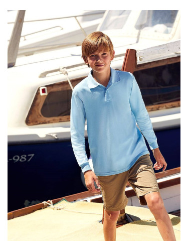 Blue Long Sleeve Polo Shirt Fruit of the Loom