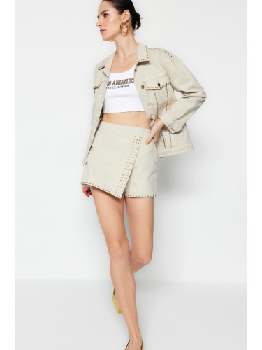 Trendyol Ecru Trok Detail Denim Short Skirt