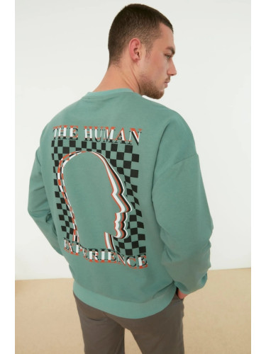 Trendyol Mint Oversize/Wide Cut Printed Sweatshirt