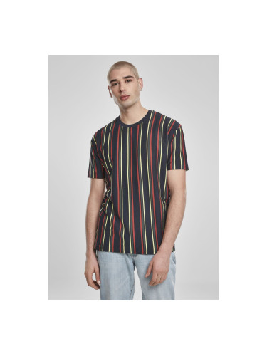 Printed Oversized Retro Striped Midnight Blonde/Tan T-Shirt
