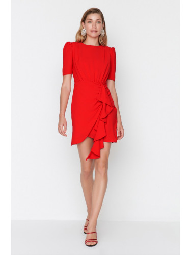 Trendyol Red Shirring Подробна вечерна рокля