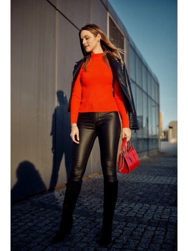 Lady's fitted turtleneck neon orange