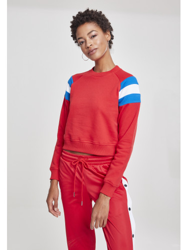 Ladies Sleeve Stripe Crew firered/light blue/white