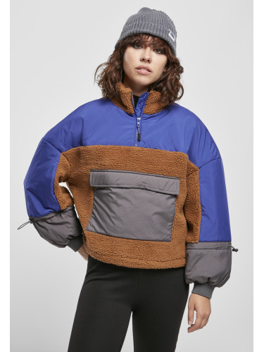 Women's Sash Three-Color Tug Jacket Caramel/Blue-Purple