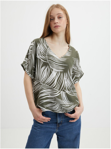 Khaki patterned blouse ONLY Augustina - Women