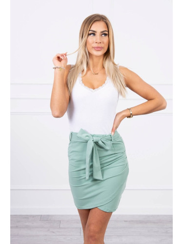Wrap skirt with tie at the waist dark mint