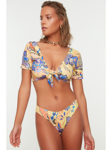 Trendyol горчица цветен печат бикини дъна