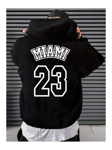 Know Unisex Black Miami 23 Printed Hoodie Sweatshirt.