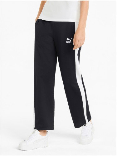 White and Black Womens Wide Sweatpants Puma - Women