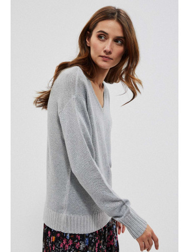 Marisse Sweater With A Neckline At The Back L-Sw-3704 Silver