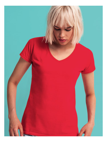 Iconic Vneck Fruit of the Loom Women's Red T-shirt