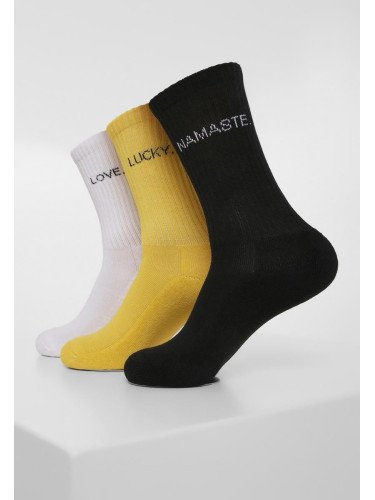 Text Socks 3-Pack Black/White/Yellow