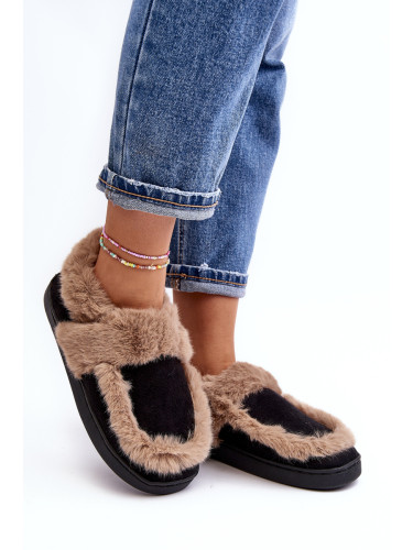 Women's slippers with fur Black Sailey