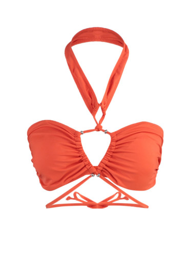 Модерен оранжев без презрамки тунел бикини отгоре