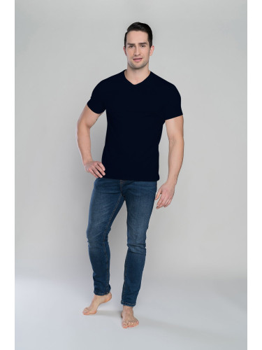 Ikar T-shirt with short sleeves and V-neck - black