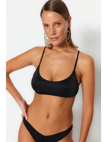 Trendyol Черно Bralette Glittery бикини отгоре