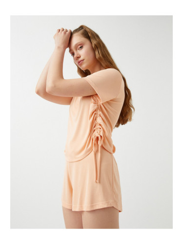 Koton This Pajama Top is Short Sleeves with Gatherings in the Sides.