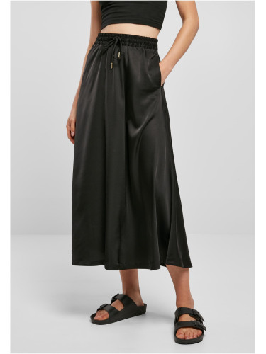 Women's satin midi skirt black