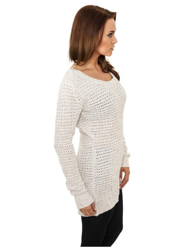 Women's Sweater with Long Wide Neckline UC - White
